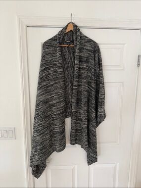 DKNY Gray Marled Open-Front Knit Wrap- wool/CASHMERE